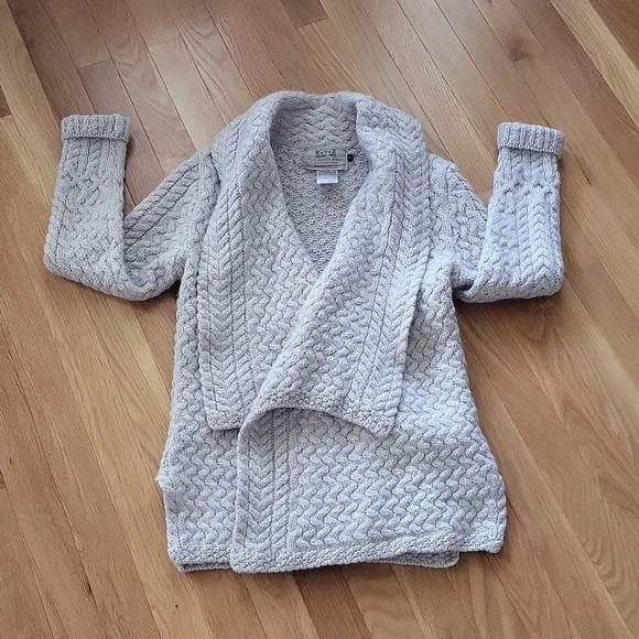 ARAN -  Virgin Wool Sweater Open Front -Natural - S - Picture 4 of 5